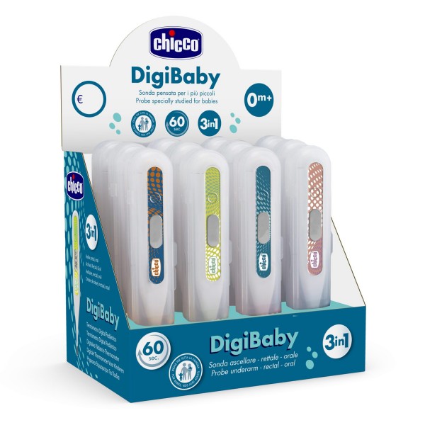 Termometro Chicco Digitale Pediatrico Digi Baby Blu & Stripes Azzurro