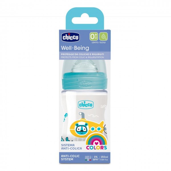 Biberon Benessere Chicco 150ml Flusso Lento Azzurro