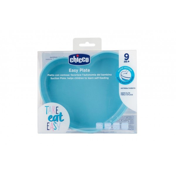 Piatto Chicco in Silicone Cuore Azzurro