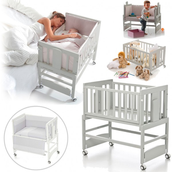 Culla Bolin Bolon Allegra 5 in 1 con Struttura Grigia + Materasso + Completo Piumone Grigio Angy