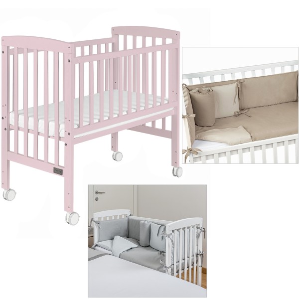 Lettino Culla Co-Sleeping Picci Lella Rosa + Materasso e Tessile Beige