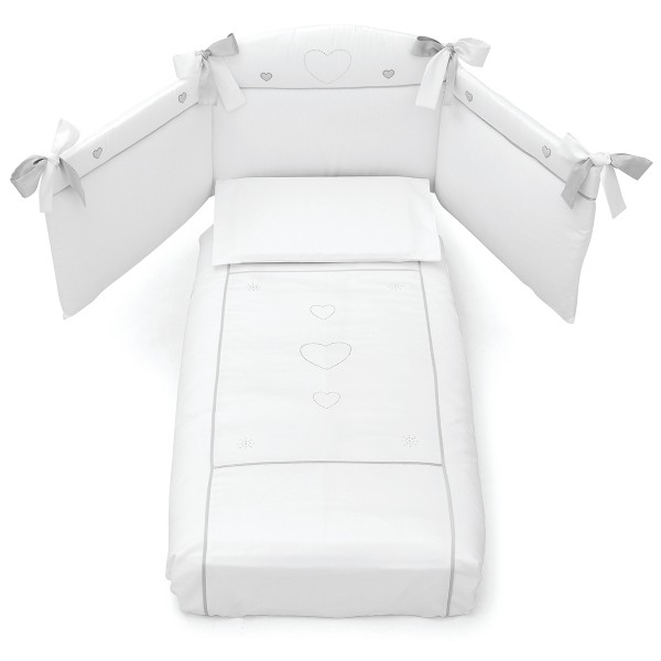 Completo Piumone Erbesi Cuori Bianco