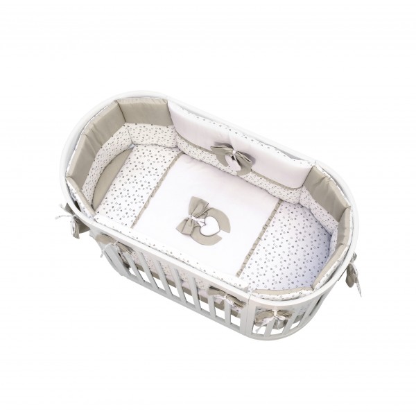 Culla Trasformabile in Lettino Co-Sleep Montessori Cuoricini Leonardo Bianco
