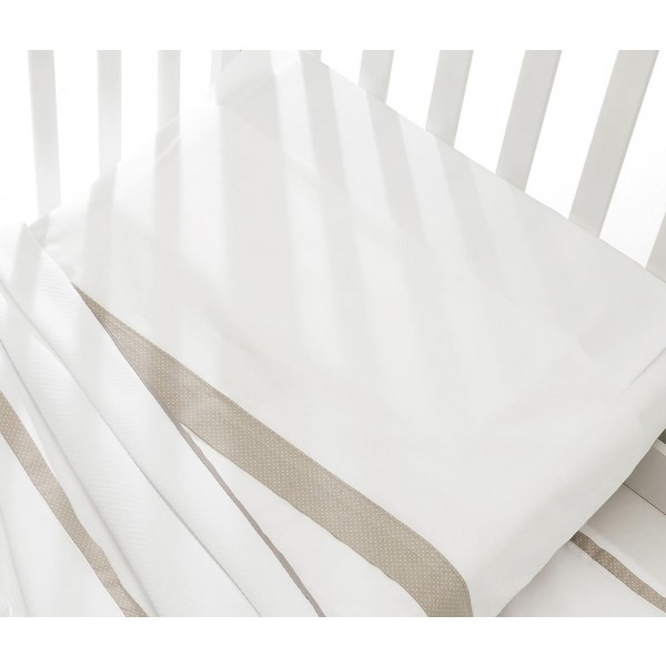 Completo Lenzuolo Lettino Erbesi Dudù 3pz Bianco Tortora