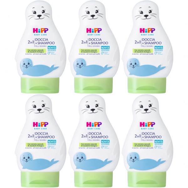 6 CONFEZIONI - Doccia Shampoo Hipp Baby Foca 200ml