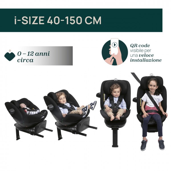 Chicco Seggiolino Auto isofix EverOne i-Size Ruotabile 360 (40-150 cm) Silver Ink