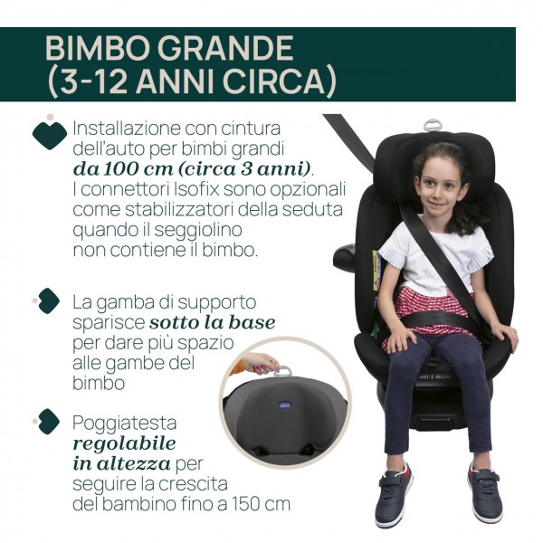 Chicco Seggiolino Auto isofix EverOne i-Size Ruotabile 360 (40-150 cm) Silver Ink