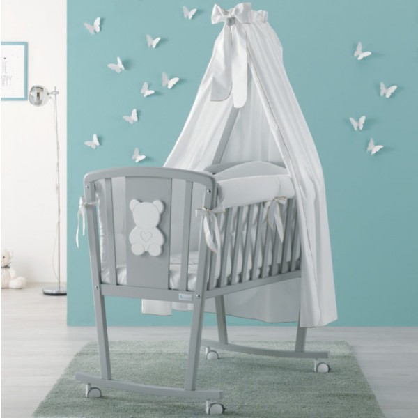 Culla Azzurra Design Funky Bianco con Decoro Bianco