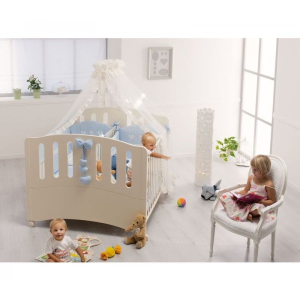 Lettino Gemellare Gemini Bianco + Materasso + Completo Piumone