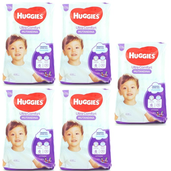 Kit Pannolini Huggies Ultra Comfort Mutandina Mis. 6 15-25 Kg 5 Pacchi da 13 pz