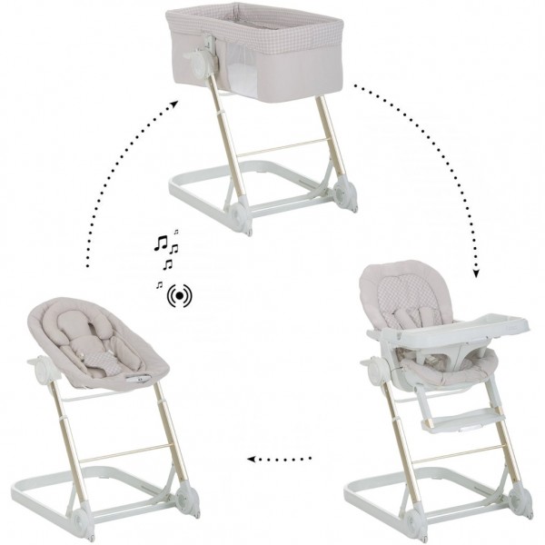 I'Coo Grow With Me 1 2 3 Diamond Beige - (Culla, Sdraietta, Seggiolone, e Telaio)