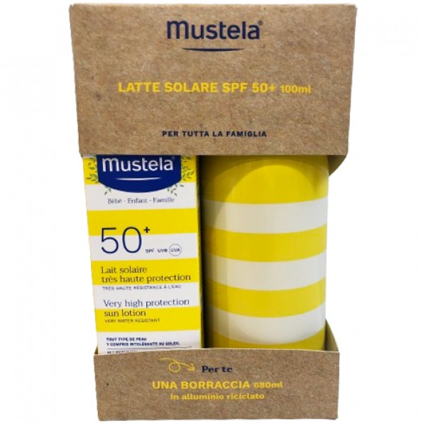 Kit Mustela Latte Solare SPF 50+ 100 ml con Borraccia