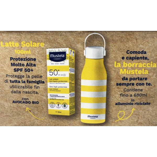 Kit Mustela Latte Solare SPF 50+ 100 ml con Borraccia