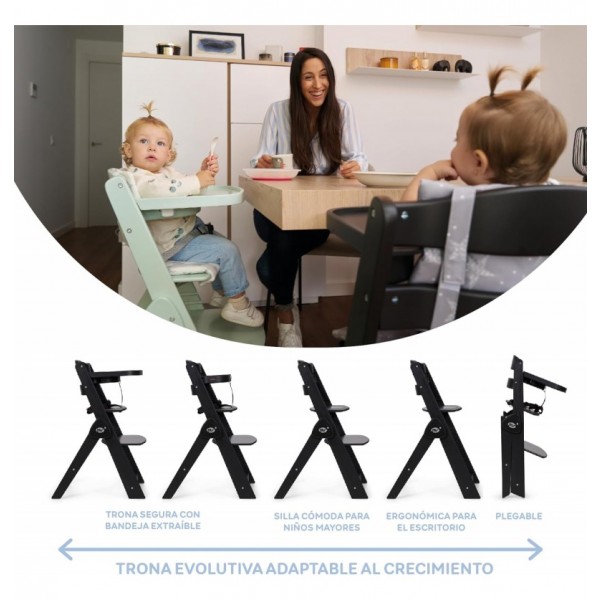 Innovaciones Ms Seggiolone Evolutivo Pieghevole Full Plus Nero con Cuscino Grigio