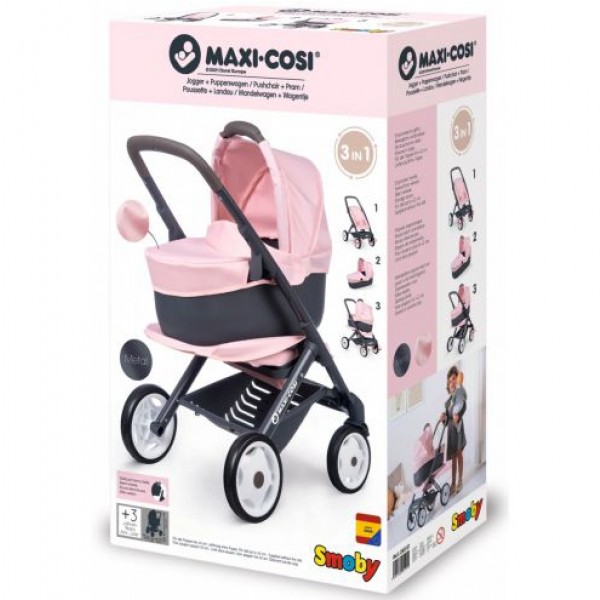 Passeggino e Carrozzina per Bambole Smoby Maxi Cosi Combi 3 in 1 Rosa