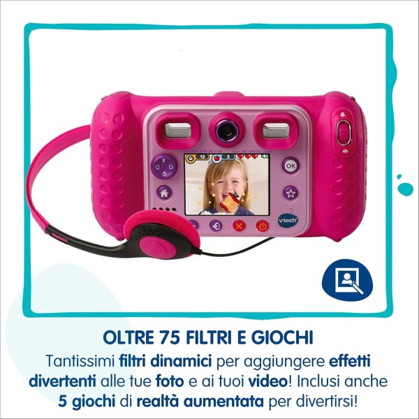 VTech Kidizoom Duo DX Rosa, Macchina Fotografica per Bambini con +75 Filtri