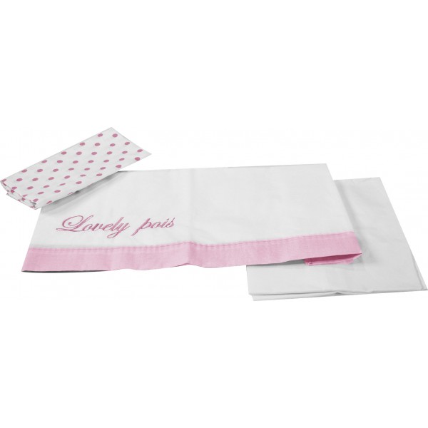 Lenzuoline per Lettino Contact Azzurra Design Lovely Pois Bianco Rosa