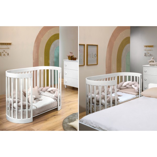 Culla Trasformabile in Lettino Co-Sleep Montessori Cuoricini Leonardo Bianco