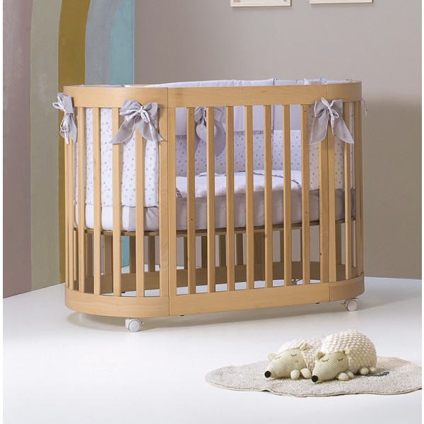 Culla Trasformabile in Lettino Co-Sleep Montessori Cuoricini Leonardo Naturale