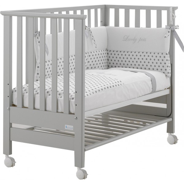 Lettino Culla Contact Azzurra Design Grigio + Materasso + Completo Piumone Bianco Grigio