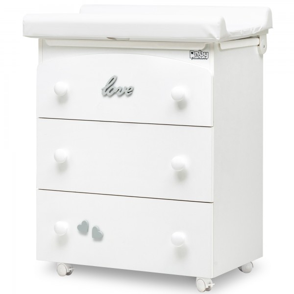 Cassettiera Fasciatoio Baby Fashion Love Bianco Grigio