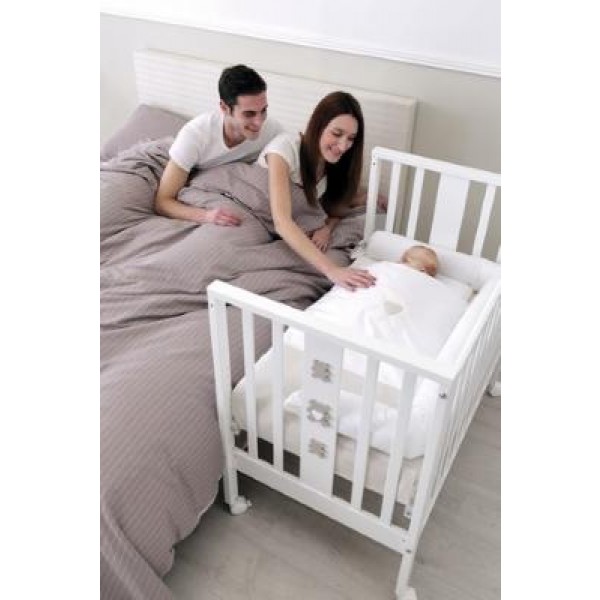 Lettino Erbesi Mini Stelline Bianco Tortora + Completo Tessile