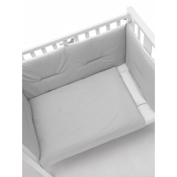 Lettino Erbesi Mini Stelline Bianco Grigio + Completo Tessile