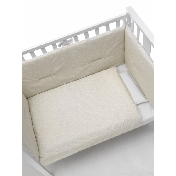 Lettino Erbesi Mini Stelline Bianco Tortora + Completo Tessile