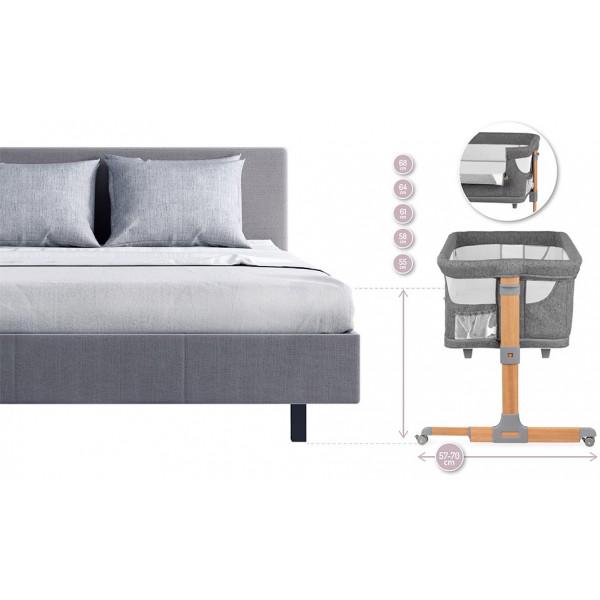 Culla Co-Sleeping MoMi Smart Bed Grigio
