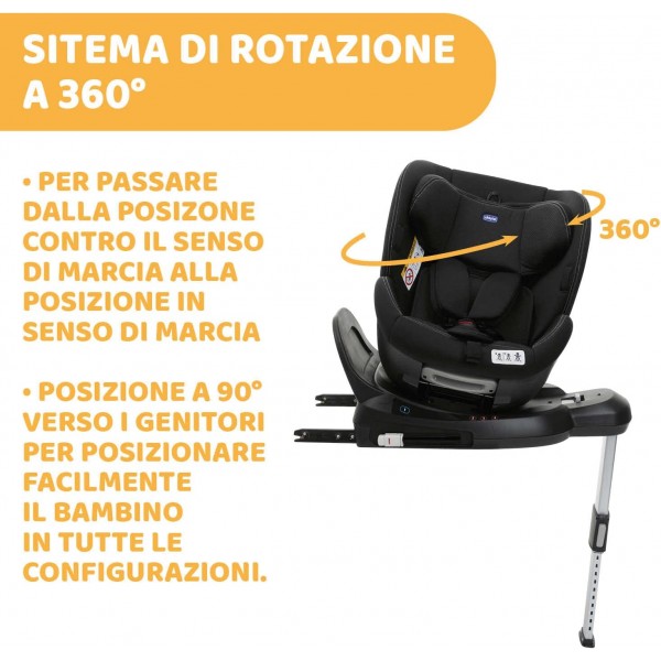 Seggiolino Auto Chicco OneSeat Girevole 360 Black 0-36 kg