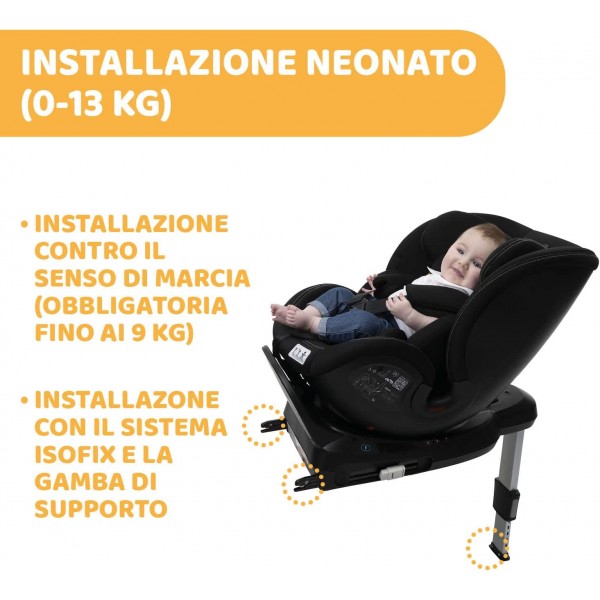 Seggiolino Auto Chicco OneSeat Girevole 360 Black 0-36 kg
