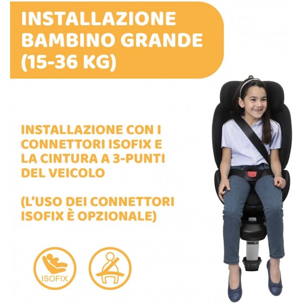 Seggiolino Auto Chicco OneSeat Girevole 360 Black 0-36 kg