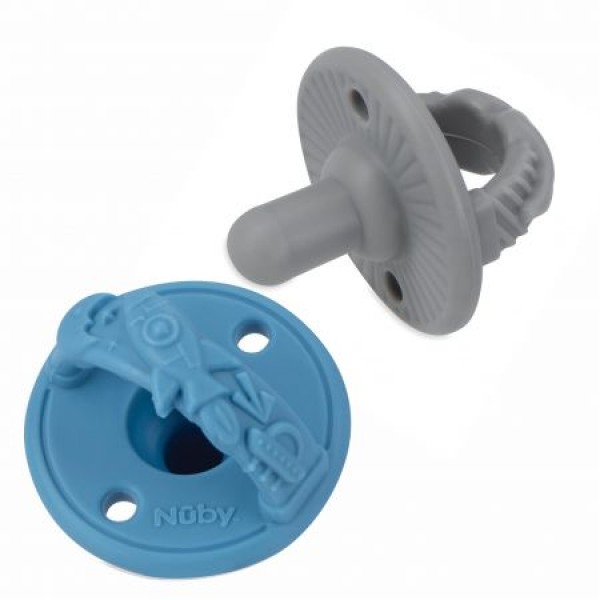 Succhietti in Silicone Nuby 0m+ 2pz Blu e Grigio