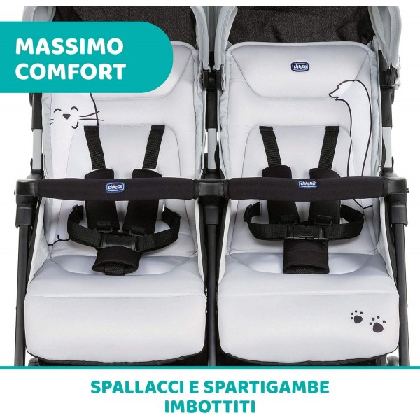 Passeggino Gemellare Chicco Ohlala Twin Silver Cat
