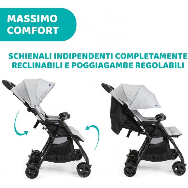 Passeggino Gemellare Chicco Ohlala Twin Silver Cat