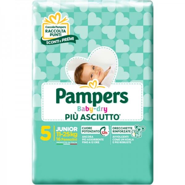 Pannolini Pampers Baby Dry Junior 11-25 Kg Misura 5 (16pz)