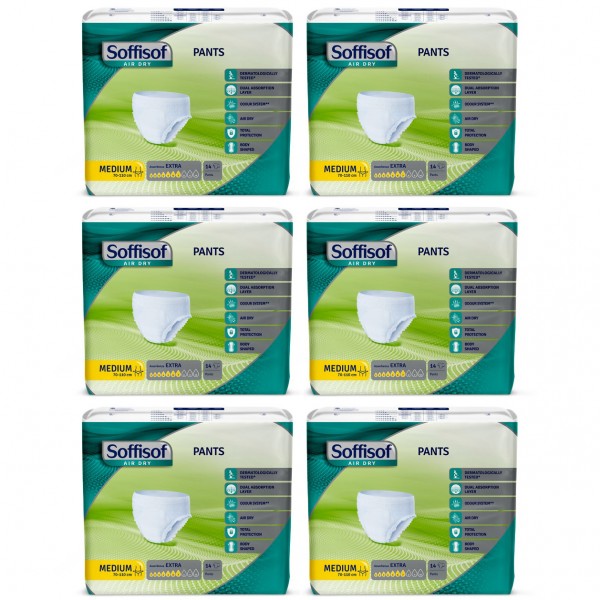 Kit Mutande Assorbenti Soffisof Air Dry Pants 7 Medium 70-110 cm 6 Pacchi da 14 pz