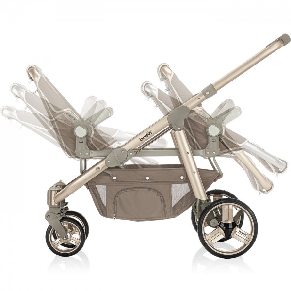 Passeggino Gemellare Brevi Ovo Twin Tortora