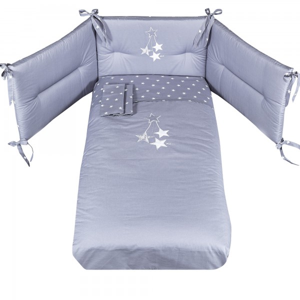 Completo Piumone Picci Stella Ricamato Grigio 3pz