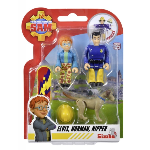Simba Blister 02 Personaggi Elvis, Norman con cucciolo Nipper  Linea Sam Il Pompiere