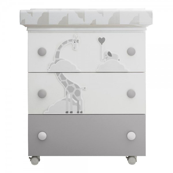 Cassettiera Fasciatoio Pali Savana Bianco Grigio