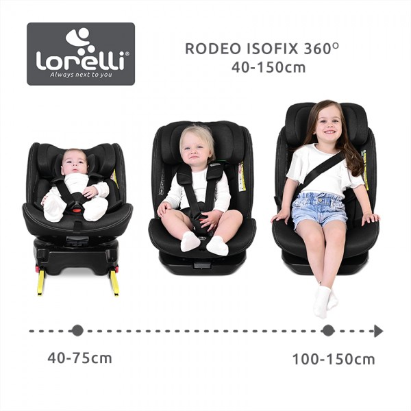Lorelli Seggiolino auto isofix girevole 360 I-SIZE 40-150cm Rodeo Black