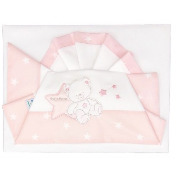 Set Lenzuola Andy & Helen per Lettino Ricamato D50 3 pz Rosa