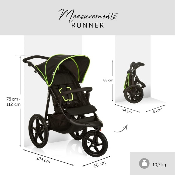 Passeggino a Tre Ruote Hauck Runner Black Neon Yellow
