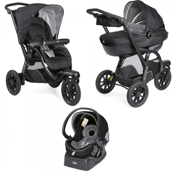 Trio Chicco Activ3 Jet Black + Kit Auto