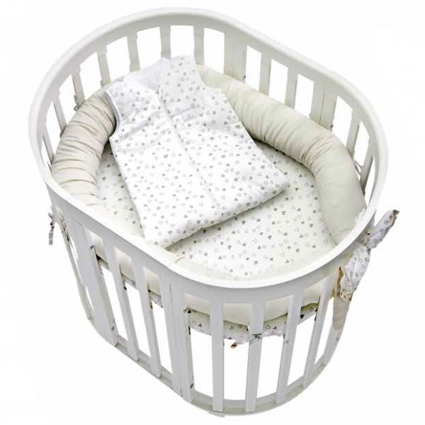 Culla Trasformabile in Lettino Co-Sleep Montessori Cuoricini Leonardo Bianco