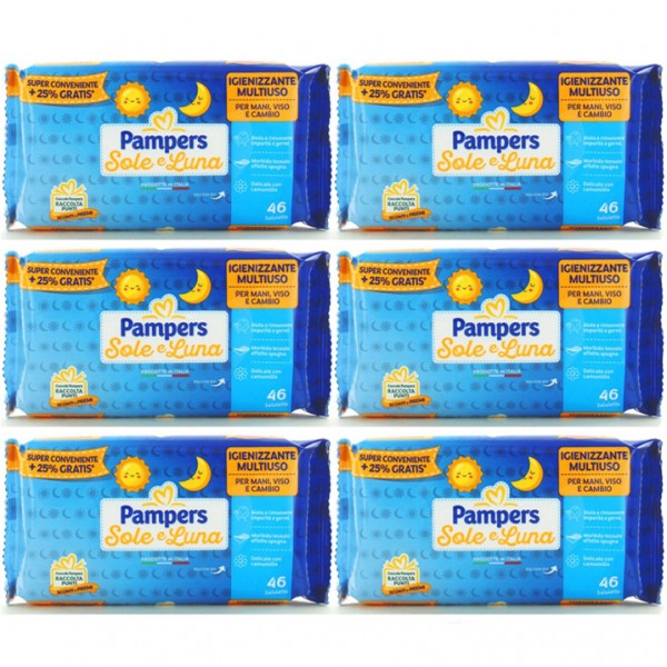 Salviettine Pampers Sole e Luna 6 Confezioni da 46 (276 Pezzi)