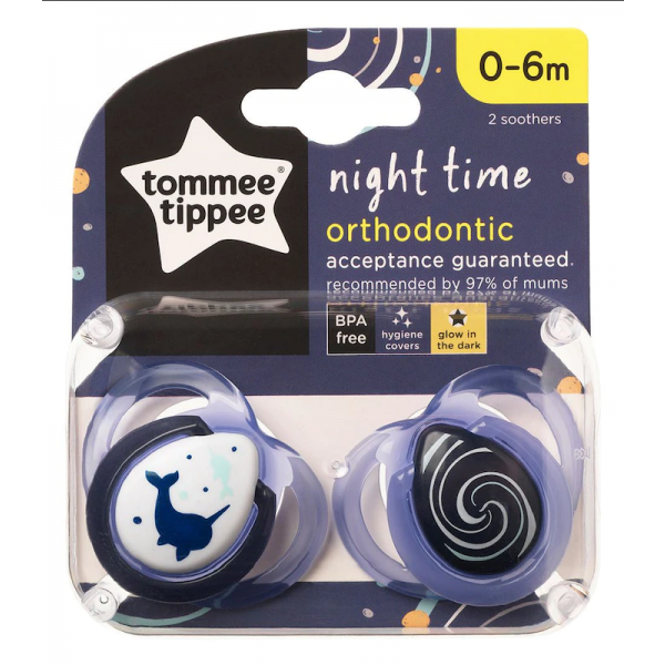 Succhietto Tommee Tippee 2 Pz Night Time 0-6m Pesce Spada Blu