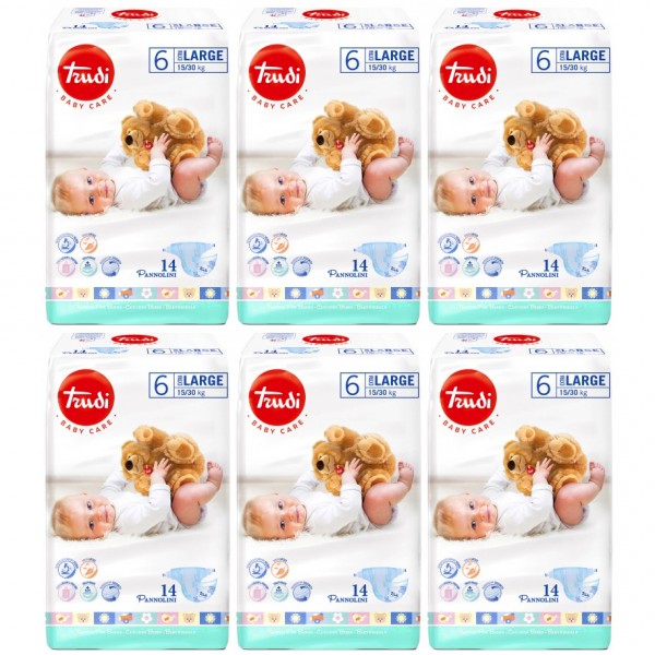 Kit Pannolini Trudi 15-30 Kg Misura 6 ExtraLarge 6 Pacchi da 14 pz