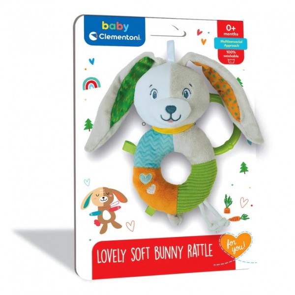 Sonaglio Clementoni Lovely Soft Bunny Rattle